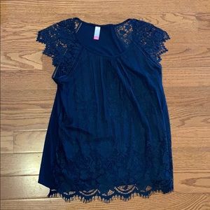 No Boundaries Blue Lace Top